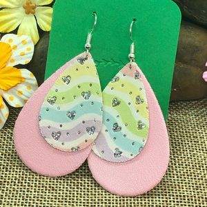 Easter Sunday teardrop faux leather Earrings